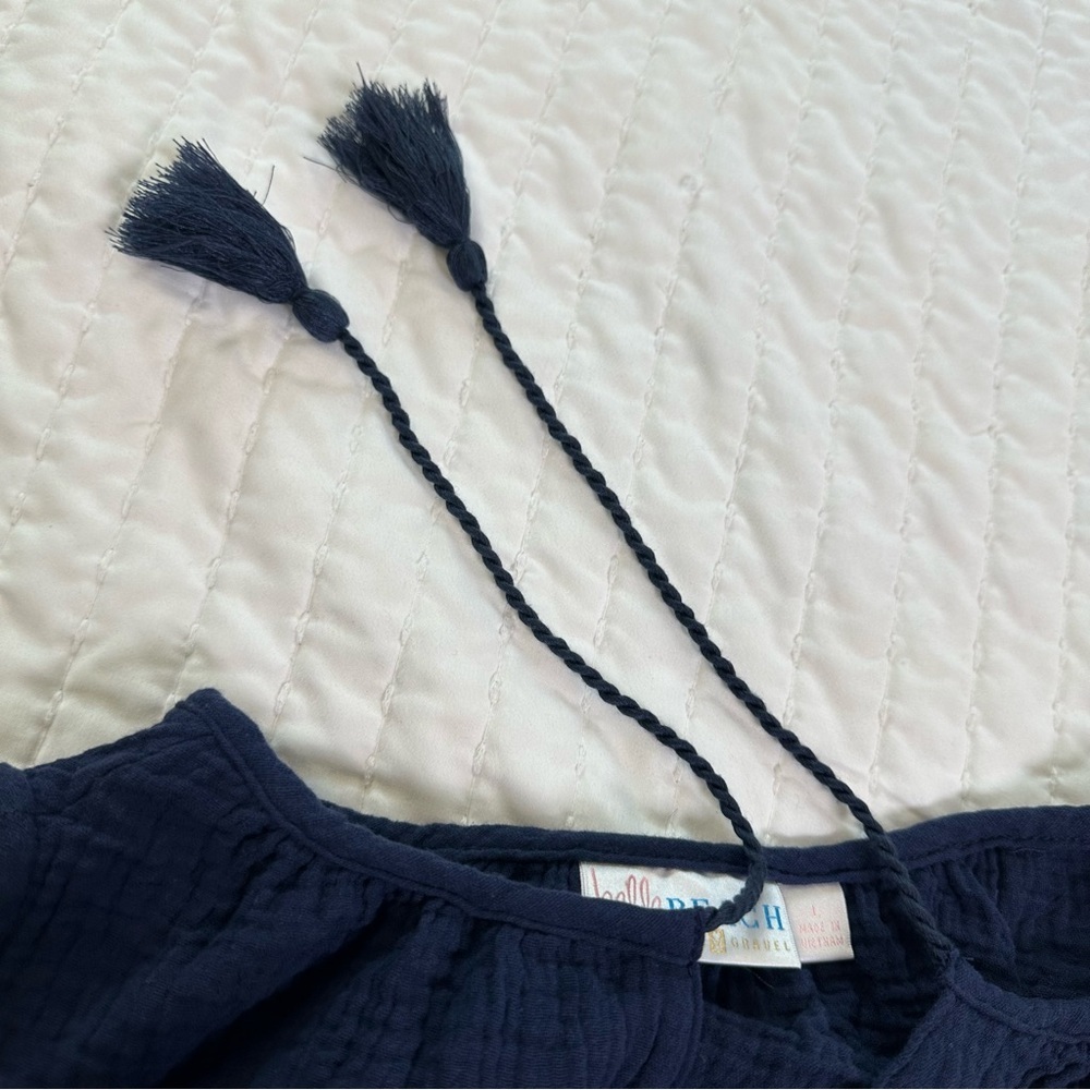 100% Cotton Navy Sleeveless Midi Dress/Swim Cover-Up With Pockets in Size L - Picture 8 of 11